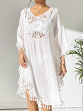 Beach Dress 2025 New Beach Hooded Hook Splicing Tunne Bikini