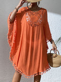 Beach Dress 2025 New Beach Hooded Hook Splicing Tunne Bikini