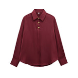 Clip Silk Lithry Shirt 2025 Spring New Women's Fashion Gold Buckle Top