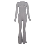 2025 Autumn Fashion Trend Women's New Long-Sleeved Back Repair Straight Legs Casual Jumpsuit