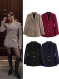 Women's Clothing 2025 Spring New Fashion Thousand Bird With Belt Suit Jacket