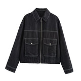 Spring 2025 New Set Jacket Jacket Denim Effect Folding Trousers Design Sense