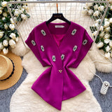 Holiday Wind Two Sets Of 2025 New Sling Folded Wide Leg Jumpsuit + Straight Short Sleeve Open-Sleeved Shirt Shirt Female Trend