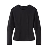 Multi-Color Double-Sided Cloth Body Round-Neck Long-Sleeved Head-Dressed Tight High-Waisted Straight Trousers Casual Suit Woman