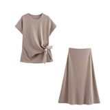 Women's Clothing 2025 Spring New Fashion Temperament Casual Soft Top Dress Dress Set