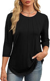 Explosion 2025 New Fashion Casual Roll Collar Seven-Sleeve Top Bottom Shirt