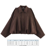 Women's 2025 New Bat Sleeve Loose-Fitting Velvet Bomber Jacket Jacket