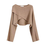 Autumn Dress 2025 New Sea-Going Cross-Sleeved Knitted Shawl Jacket Design Sweater Woman