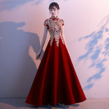 Evening Dress Dress Dress 2025 Winter Adult Performance Suit Chinese Long Cheongsam Choir Host Banquet Evening Dress