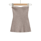 Solid-Colored Throttling Knitted Vest 2025 Spring Sexy Shoulder High Bullet-Tendered Women's Top