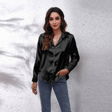 Colored Shirt Women's Denswear Simulation Silk Long-Sleeved Shirt New Women's Clothing