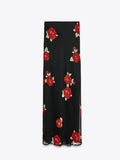 2025 Summer Black Rose Dress Women's New Korean Sling Dress Skirt Half Dress