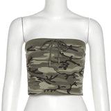 2025 Summer New Women's Fashion Hottie Sexy Camouflage Tective With Breast Vest With Thin Tsets