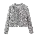 Autumn New Women's Street Personality Gold Beads Jacket Pocket Coat