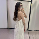 Fan Summer New Women's Hollow Embroidery Fan Flute Dress Loose Leisure Bareback Sling Skirt