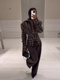 Lattice Waist Button Long-Sleeved Shirt Design Sense 2025 Fashion Women's New Casual Coat Autumn