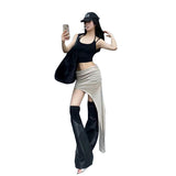 Women's Dress 2025WISH Summer New Street Fashion Solid Color Irregular Body Dress Skirt