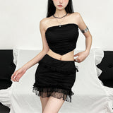 2025 Summer New Women's Pure Color Hottie Pure Huahua Design Bras Skirt Suit Women