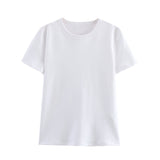 Black And White Foundation Shirt T-Shirt 2025 Summer Short-Sleeved Round Collared Women's Top