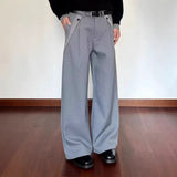 High Street Black And Gray Fashion Gradient Jeans Men And Women Retro Niche Design Sense Waist-Side Flared Trousers