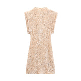2025 Women's Beads Dress Dress Sleeveless Party With Cushioned Shoulder Mini Dress Y2K