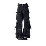 Small Man Dark High Street Heavy Industry Design Water Washing Multi-Pocket Loose Straight Legs Workwear Jeans Women's Tide