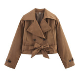 Fashion Tie With Long-Sleeved Wind Coat Jacket 2025 New Products In The Spring And Autumn