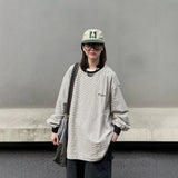 Vintage Heavy Striped Letter Embroidered Edstle Men And Women Loose Striped Round Collar Design Blouse