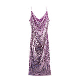 Women's Clothing Spring 2025 New Fashion Elegantly Elegantly Dressed Collared Flute Sling Dress