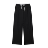 Commuter Leisure Wide-Legged Pants 2025 Spring Bump Color Double Belt High-Waisted Trousers Women