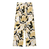 Printed Shirt Casual Suit Spring Jacket Seven-Sleeve Loose Top Broad Leg Trousers Two Sets Of Women