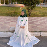 Middle Eastern Arab Women's 2025 New Dubai Abaya Loose Flare-Sleeve Bow Dress