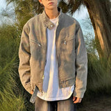 High Street Trendy Retro Fashion Collar Denim Jacket Men And Women's Autumn Casual Casual Casual Work Jacket