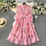 European Court Style Dress Spring Dress Design Retro Print Long High-End Temperament Dress Dress