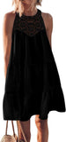 2025 Summer Sleeveless Dresses Casual Sleeveless A-Line Hierarchal Swing Vest Skirt Beach Vacation Mini