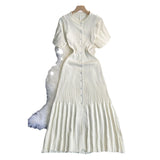 2025 Summer Famous Lady Thousand Gold Style Slim Thin Short Sleeve Knitted Dress Fishtail Dress Femininity Fashion