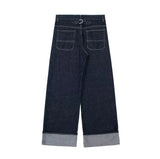 Autumn 2025 New Women's Roll-Sleeve Denim Jacket Straight Trousers