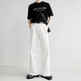 Superior Sensing White Jeans Men's And Women's Loose Straight Drags Broad Legged Couple Casual Cleanfit Pants