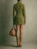 2025 Women's Short Sleeve French Autumn/Winter Zipper Long Sleeve Dress