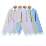 Short Striped Shirt 2025 Spring And Summer Temperament Casual Bump Clip Bag Loose Top Woman