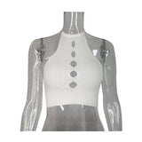 Bm Ice Silk Knitted Hollow Hanging Neck With Small Sling Sexy Hot Girl Wearing A Hundred Vest