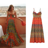 Women's Clothing 2025 Hot New Holiday Fashion Fashion Print Slingsed Flute Dress