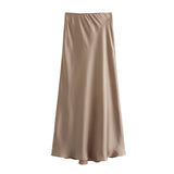 2025 Autumn New Women's Fashion Silk Silk Texture Multi-Color Printing Fan Flute Skirt