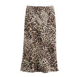 2025 Autumn New Women's Fashion Silk Silk Texture Multi-Color Printing Fan Flute Skirt