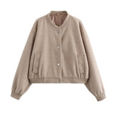 Women's Clothing 2025 Autumn And Winter New Women's Leisure Long-Sleeved Soft Short Bomber Jacket Jacket
