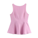 Butterfly Tie With Bare Back Vest 2025 Spring Sleeveless Waist Skirt Swing Women's Top