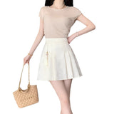 New Chinese A-Dress Skirt Women's Early Autumn Black Short Skirt New Bag Hip Skirt High Waist Thin 100-Fold Skirt Package Post