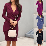 Autumn 2025 Body-Buttoning Hip-Bottom Button Buckle Professional Dress Ebay