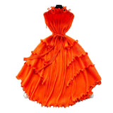 Elegant Three-Home Folded Dress Dress Wooden Ear Long Heavy Industry Pressure Folds High-End Exquisite Dress Woman