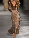 2025 Women's Glids Long New Robe Evening Dress Dress Dress Dress